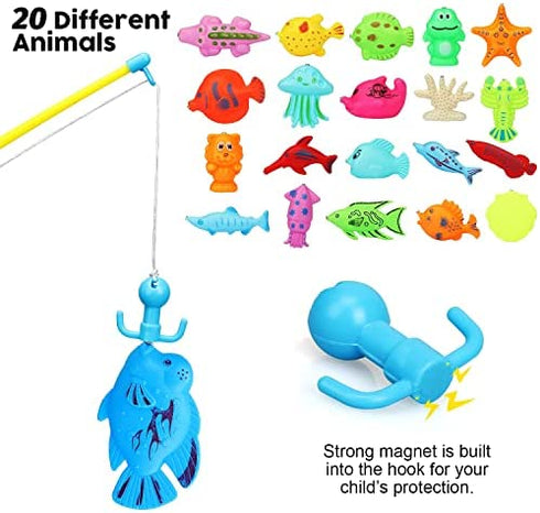 TOY Life Kids Magnetic Fishing Game with Toy Fishing Pole, Fishing Toy for Toddlers,Toddler Fishing Game, Pool Fishing Game, Water Toys for Kids,Outdoor Fishing Games for Kids 3-5,Fishing Bath Toy