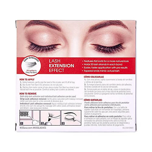 KISS Lash Couture Faux Lash Extensions Set, Lash Clusters, 20 Lash Strands Each, Varied Lengths, Easy Application, Flat Roots & Tapered Ends, Exclusive Flat-Band Technology, Style Venus, 60 Clusters