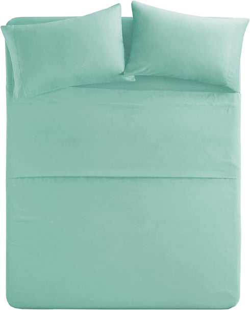 Comfort Spaces CS20-0118 Microfiber Set 14" Deep Pocket, Wrinkle Resistant All Around Elastic-Year-Round Cozy Bedding Sheet, Matching Pillow Cases, Queen, Aqua