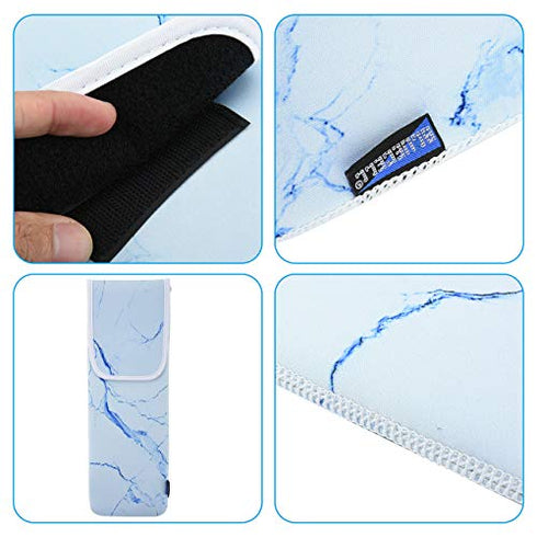 Bluecell Heat Resistant Neoprene Curling Iron Holder Cover Bag Flat Iron Curling Wand Travel Case Pouch 15 x 5 Inches, Blue Marble Pattern