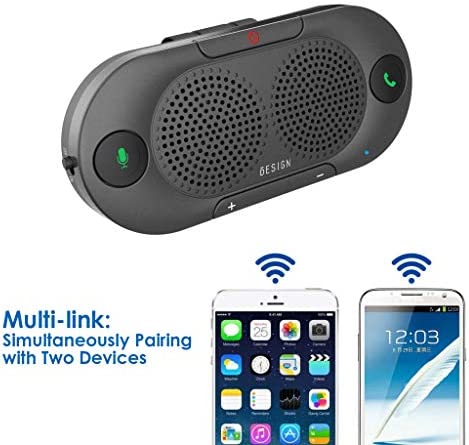 Besign BK06 Bluetooth 5.0 in Car Speakerphone with Visor Clip, Wireless Car Kit for Handsfree Talking, Motion Auto On, Siri Google Assistant Support, Dual 2W Speakers
