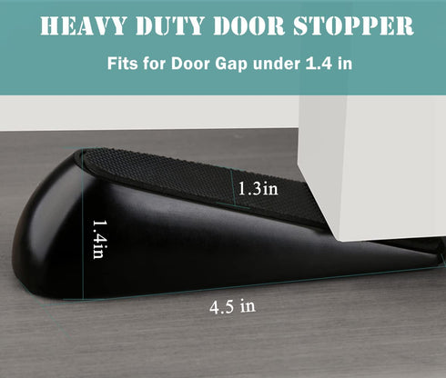 Upgraded Door Stoppers, Heavy Duty Door Stopper Wedge, Metal Material Door Jammer, Works on All Floor Surfaces , Non-Scratching Doorstops, Special for Home Office School Door( Black, 2 Pack)