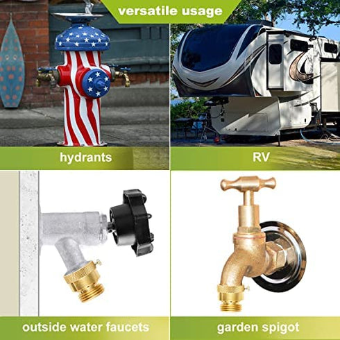 SUNGATOR 2-Pack Vacuum Breaker Set, 3/4 Inch Anti-Siphon Hose Bib Valve for Garden Spigot, RV, Solid Brass Anti-Backflow Valve with Tape