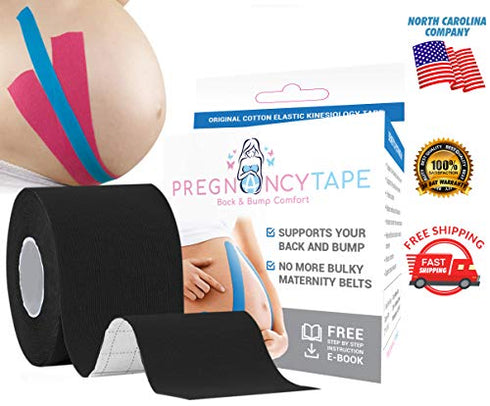 Back & Bump Comfort Pregnancy Tape - Maternity Belly Support Tape | #1 Pregnancy Gifts For Women, Pregnancy Belt - Gift for Expecting Mom (Black)