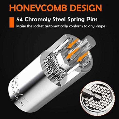 Gifts for Dad from Daughter Son, Dad Christmas Birthday Gifts Stocking Stuffers?, Universal Socket 'Best Dad Ever', Cool Gadgets for Men Super Grip Socket Set with Power Drill Adapter, 2PC Set