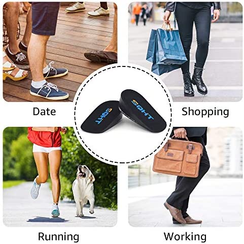 SQHT Height Increase Insoles - Heel Lift Inserts for Leg Length Discrepancies and Achilles Tendonitis, Heel Cups for Men and Women (Small (1.4" Height))
