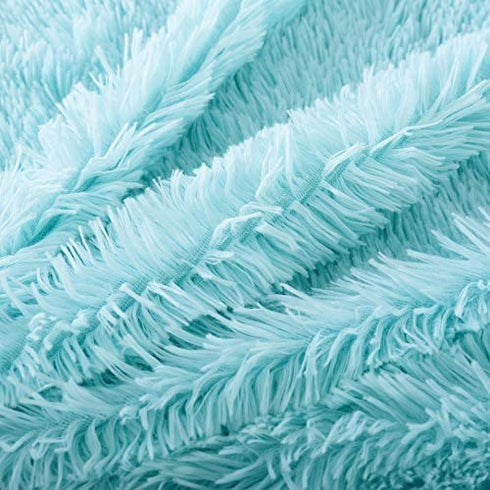 Reafort Luxury Long Hair, PV Fur, Faux Fur Body Pillow Cover/Case 21"x54" with Hidden Zipper Closure (Aqua, 21"X54" Pillow Cover)