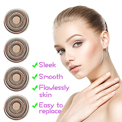 Upgrade Generation 2 Facial Hair Remover Replacement Heads, Perfect for Finishing Touch Flawless Gen 2 Hair Remover As Seen On TV, 18K Gold-Plated Rose Gold, 2 Count