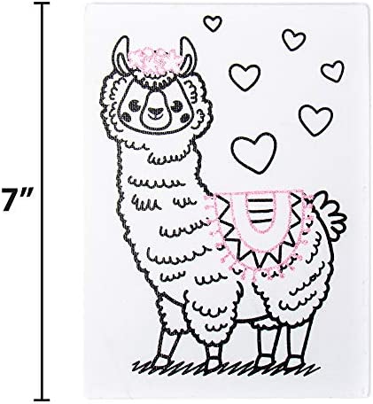 Horizon Group USA Pre-Printed Canvas & Paint Art Set. Ready to Paint 5" x 7" Canvas Panels, 12 Tempera Paints, 6 Easy-Grip Assorted Paintbrushes Included. Avocado, Llama, Rainbow Friends.