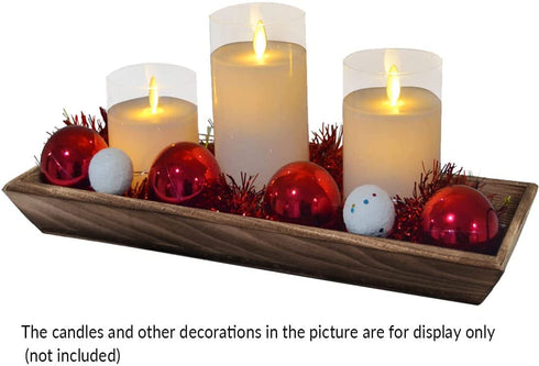 AGLARY Rectangle Wood Candle Tray with Black Metal Handles, Rustic Wood Candle Holder for Displaying Candles,Centerpieces for Dining Table,Mantel, Coffee Table