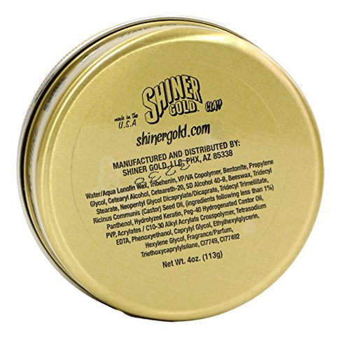SHINER GOLD Clay Pomade | Strong Hold | Matte Finish | Water-based | Coconut Scent, 4oz
