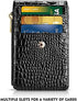 ELV Badge Holder with Zipper, PU Leather ID Badge Card Holder Wallet with 5 Card Slots, 1 Side RFID Blocking Pocket and 20 inch Neck Lanyard Strap for Offices ID, School ID, Driver Licence