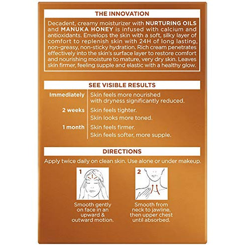 L'Oreal Paris Skincare Age Perfect Hydra-Nutrition Day Cream with Manuka Honey Extract and Nurturing Oils, Anti-Aging Cream to Firm and Improve Elasticity on Dry Skin, 2.55 oz.
