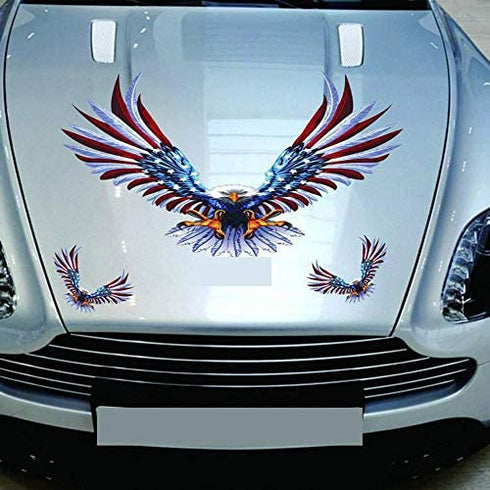 Practisol Bald Eagle Car Decals American Flag Car Decal Stickers Patriotic American Eagle Car Decal Graphics Vinyl Stickers Decals for Car Hood Window Body Side Decal and Graphics (3 Sizes 4 Pack)