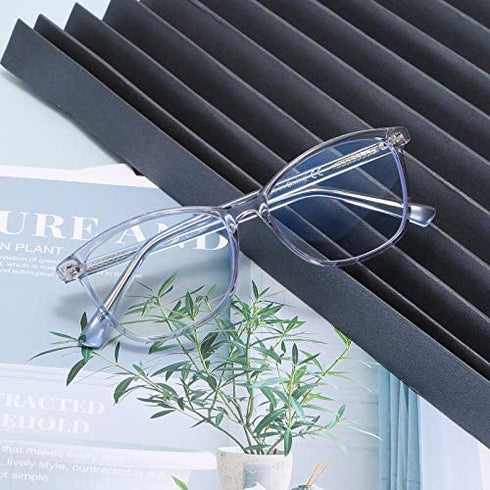 Madison Avenue Blue Light Blocking Glasses Anti Eyestrain UV Glare Blue Light Glasses for Women TV Phone Computer Gaming Eyeglasses (Clear Blue)