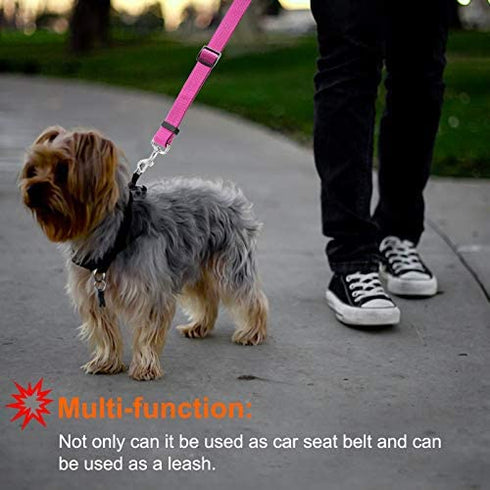 BWOGUE 2 Packs Dog Cat Safety Seat Belt Strap Car Headrest Restraint Adjustable Nylon Fabric Dog Restraints Vehicle Seatbelts Harness