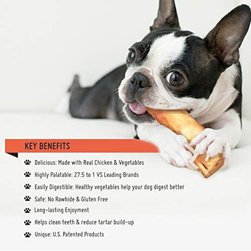 LuvChew Grain Free Rawhide Free Dog Chew Bones Long-Lasting Chicken Retriever Rolls Large 7" 2pcs/Pack