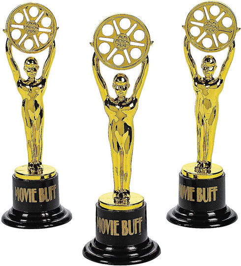 Fun Express - Movie Buff Gold Trophy - 1dz - Stationery - Awards - Trophies & Awards - 12 Pieces