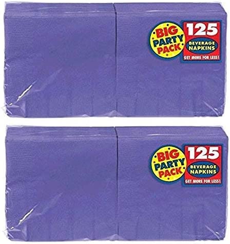 Amscan Big Party Pack 250 Count Beverage Napkins, New Purple