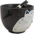 Ebros Whimsical Ceramic Black Lucky Meow Cat Pasta Ramen Udong Pho Noodles Soup Bowl and Chopsticks Set Dining Gourmet Meal Feline Cats Collection Rice Bowls Decor Kitchen