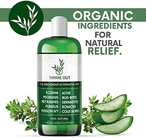 Thyme Out Natural Skin Treatment for Eczema Relief, Psoriasis, Acne, Dermatitis, Rosacea, Cold Sores, Pet Rashes, Bug Bites, Fungus, Poison Ivy, Anti Itch Spray for Kids, Adults & Baby (Skin Spray)