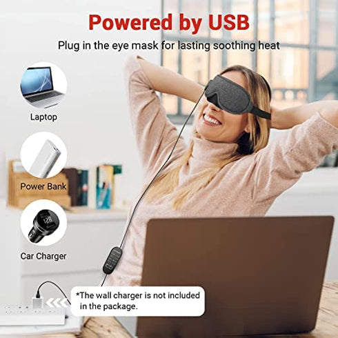 DR.PREPARE Heated Eye Mask, USB Eye Mask for Dry Eyes with Temperature & Timer Control, Earplugs, Warm Eye Compress Heating Pad for Sleep, Dry Eyes, Blepharitis, Dark Circles, MGD and Puffy Eyes