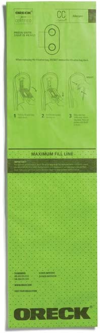 Oreck Type CC Anti-Allergen Upright Vacuum Cleaner Bag, AK1CC6A, 6-Pack, 6 Pack, Green, 6 Count
