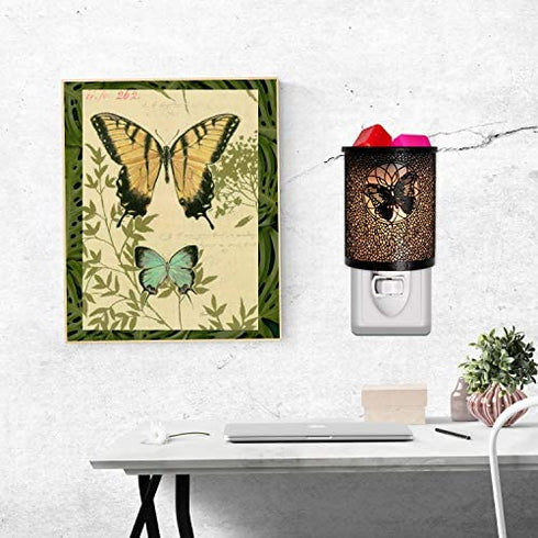 ASAWASA Metal Wall-Plug Wax Melt Warmer,Electric Wax Burner Melter Fragrance Warmer Night lamp,for Home Bedroom Kitchen Garage Gifts Décor Aromatherapy Spa 2.6"x2.6"x3.39"(Dream Butterfly)