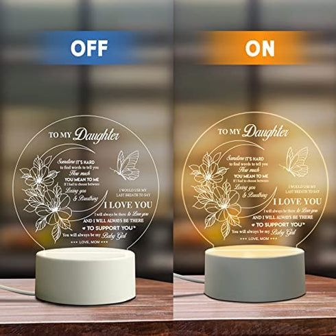 BeneCharm Daughter Gifts from Mom - Christmas Gifts for Daughter, to My Daughter Birthday Graduation Wedding Gifts - Personalized Acrylic Night Light Gifts for Daughter from Mothers