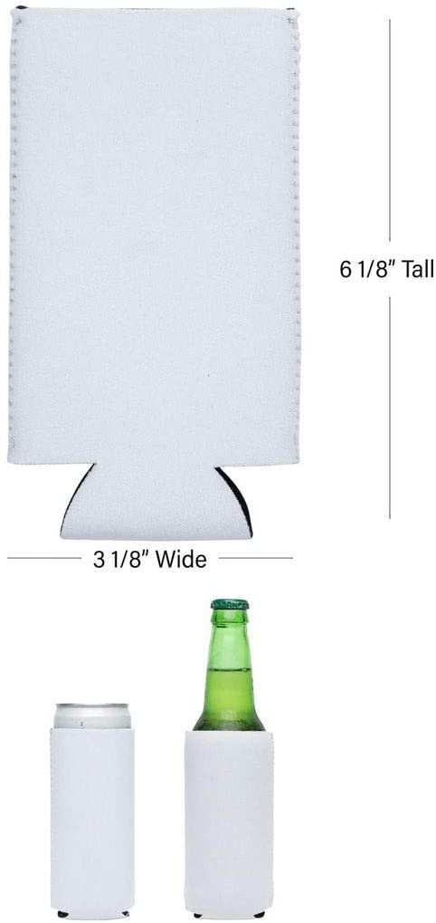 Snertz 10 Pack Slim white Blank DIY Sublimation Durable Neoprene Insulated Skinny Beer, Seltzer,Can Holder Cooler Sleeve Coolies Fits 12 Oz Cans.