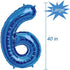 Tellpet Number 6 Balloon, 6th Birthday Party Decorations for Boy, Sapphire Blue, 40 Inch