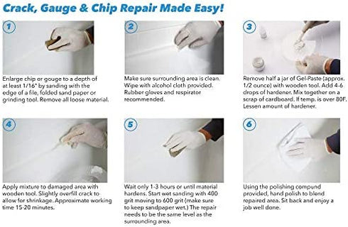 Gelcoat Products 58-204 Tub and Shower Repair Kit Sealers, White