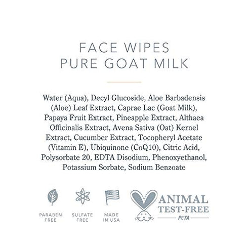 Beekman 1802 - Pure Goat Milk Face Wipes - Makeup Remover Wipes with Cucumber, Aloe & Vitamin E for All Skin Types - Biodegradable Face Cleansing Wipes for Eyes, Face & Neck - 6 oz