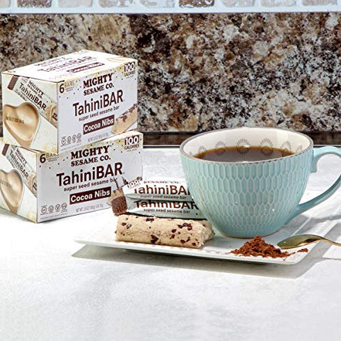 Mighty Sesame TahiniBars With Cocoa Nibs (2 Pack, Total 12 Bars )