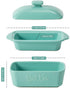 FE Butter Dish, 10 oz Ceramic Butter Keeper with Water Line, French Butter Dish with Lid for Countertop (Mint green)