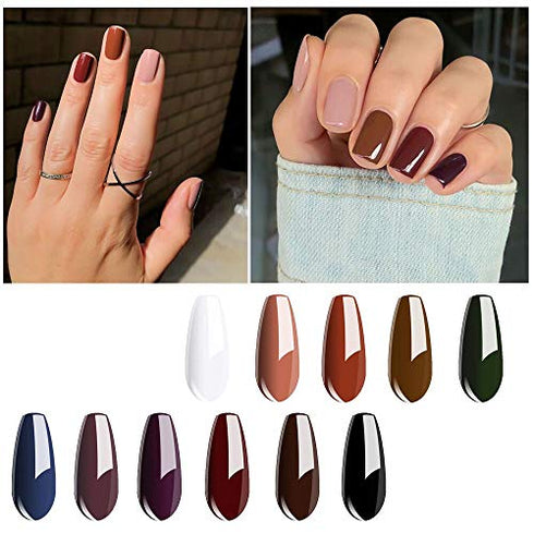 Vishine Fall-Winter Gel Nail Polish Kit 11 Colors Classic Series with Matt Top Coat , 8ml Each Manicure Gift Set