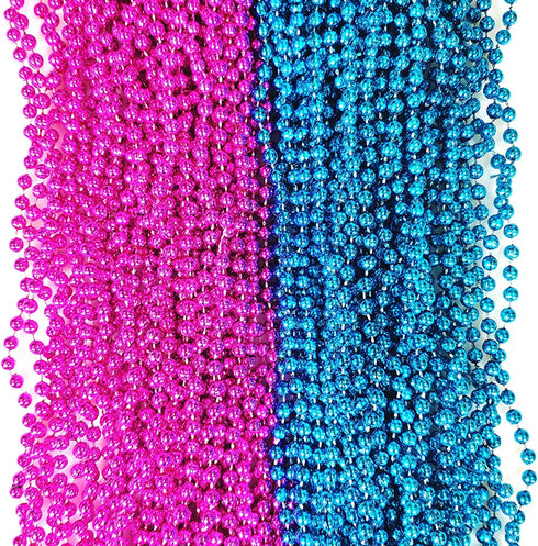 CREATRILL 50 Pcs 6mm Baby Gender Reveal Beads for Baby Shower Announcement Party Supplies 33 Inch Baby Blue Hot Pink (6mm 50 pcs)