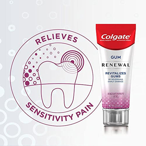 Colgate Renewal Gum Toothpaste Gel, Sensitive Toothpaste for Gingivitis and Improved Gum Health, Mint Gel, Sugar Free, Enamel Safe, Gluten Free, Vegan, 2 Pack, 3 Oz Tubes