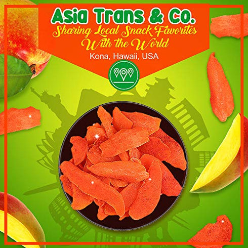 Asia Trans Li Hing Mui Dried Mango | Hawaiian Favorite | Naturally Sweet Dried Fruit Candy with Asian Plum Powder