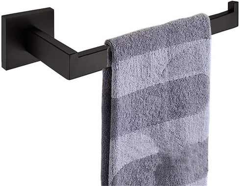 Wellsum Premium Stainless Steel Hand Towel Holder, Square Hand Towel Ring Heavy Duty Wall Mounted Modern Hand Towel Bar for Bathroom Kitchen, Matte Black