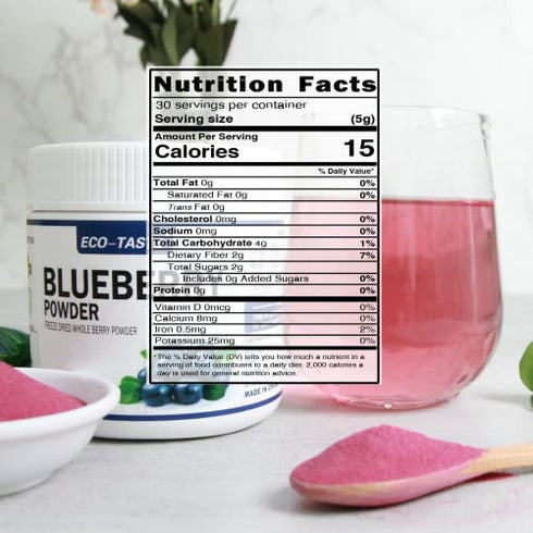 Blueberry Powder, 5.3oz(150g), Freeze Dried Berry Powder, 100% Pure, No Fillers, No Gmo, Vegan Friendly.