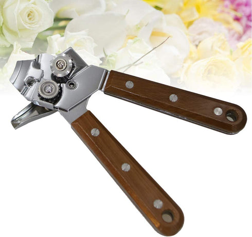 BESTONZON Manual Side Cut Bottle Opener Stainless Steel Wood Handle Can Opener Kitchen Tools Bar Party (Redwood)