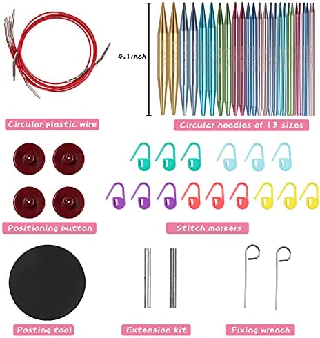 Ruidi 13 Pairs of Interchangeable Circular Knitting Needles Set