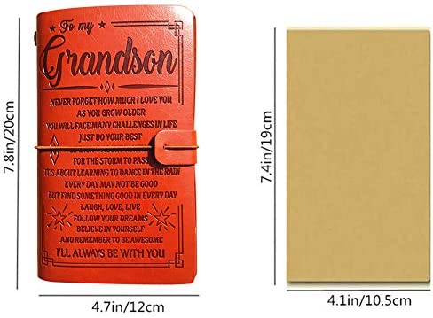 to Grandson Leather Journal- I Will Always Be With You | Refillable Paper 7.9"x4.7" Best Gift for Christmas, Graduation,Birthdays - Engraved Love Message