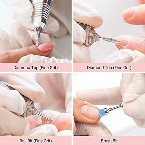 MelodySusie Nail Drill Bits Set, 7pcs Tungsten Carbide Diamond Nail Drill Bits for Acrylic Nails Poly Gel Cuticle Remove, 3/32'' Professional Nail Bits for Nail Drill Efile, Manicure Pedicure Tools