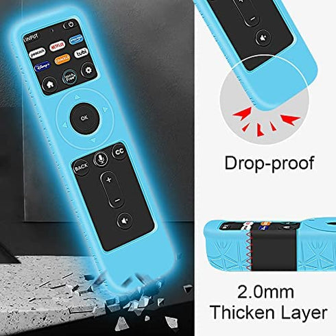 Silicone Protective Case for VIZIO XRT260 Smart TV Remote 2021 Model,Remote Case Holder for XRT260 V-Series 4K UHD HDR Voice Replacement Remote Battery Back Covers Protector Sleeve Skin-Glowblue