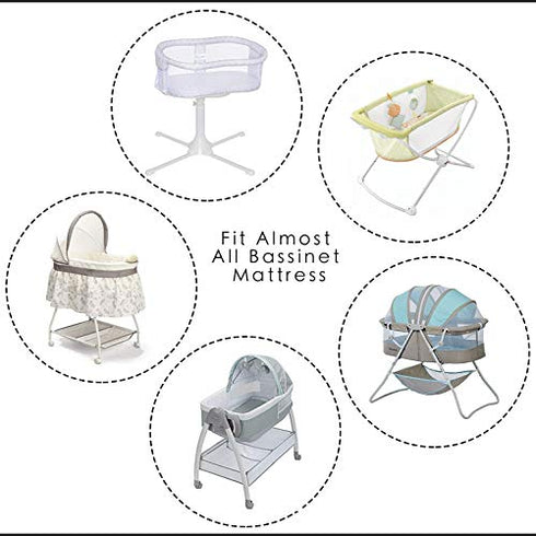 TILLYOU Silky Soft Breathable Bassinet Sheets Fitted for Baby Boy Girl, Compatible with Brands’ Basinette Bedside Co-Sleeper Lounger Cradle Oval Rectangle Hourglass Mattress, 2-Pack Floral Flowers