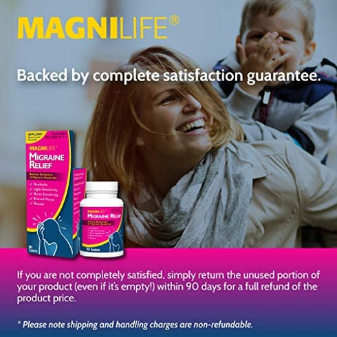 MagniLife Migraine Relief, Fact-Acting, Relieve Throbbing, Pulsating, Stabbing Headache, Ease Nausea, Light & Noise Sensitivity, and Blurred Vision - 90 Tablets