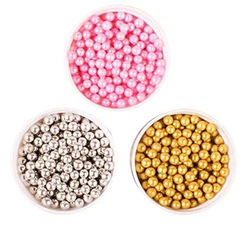 Silver Sprinkles Edible Candy Mini Pearls Cupcake Cake Toppers 120g/ 4.2oz 4mm , Celebrations Candy Pearls Shaker Jar Wedding Shower Party Cake Food Decoration Supplies (Silver)