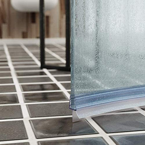 Cozylkx Frameless Shower Door Bottom Seal with Drip Rail 3/8" Thick Glass 27.5" Long Sweep - Glass Door Seal Strip Stop Shower Leaks